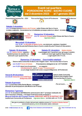 Eventi organizzati dall'Associazione Insieme Per e ODV Parrocchia Sacro Cuore di Pordenone. #nataleApordenone