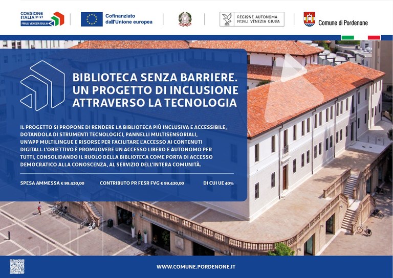 Progetto finanziato grazie bando regionale PR FESR 2021–2027 - Tipologia di intervento a2.2.1 Interventi a favore degli operatori culturali volti a promuovere l'uso di soluzioni ICT e realtà aumentata (PROCEDURA DI ATTIVAZIONE N. 38)